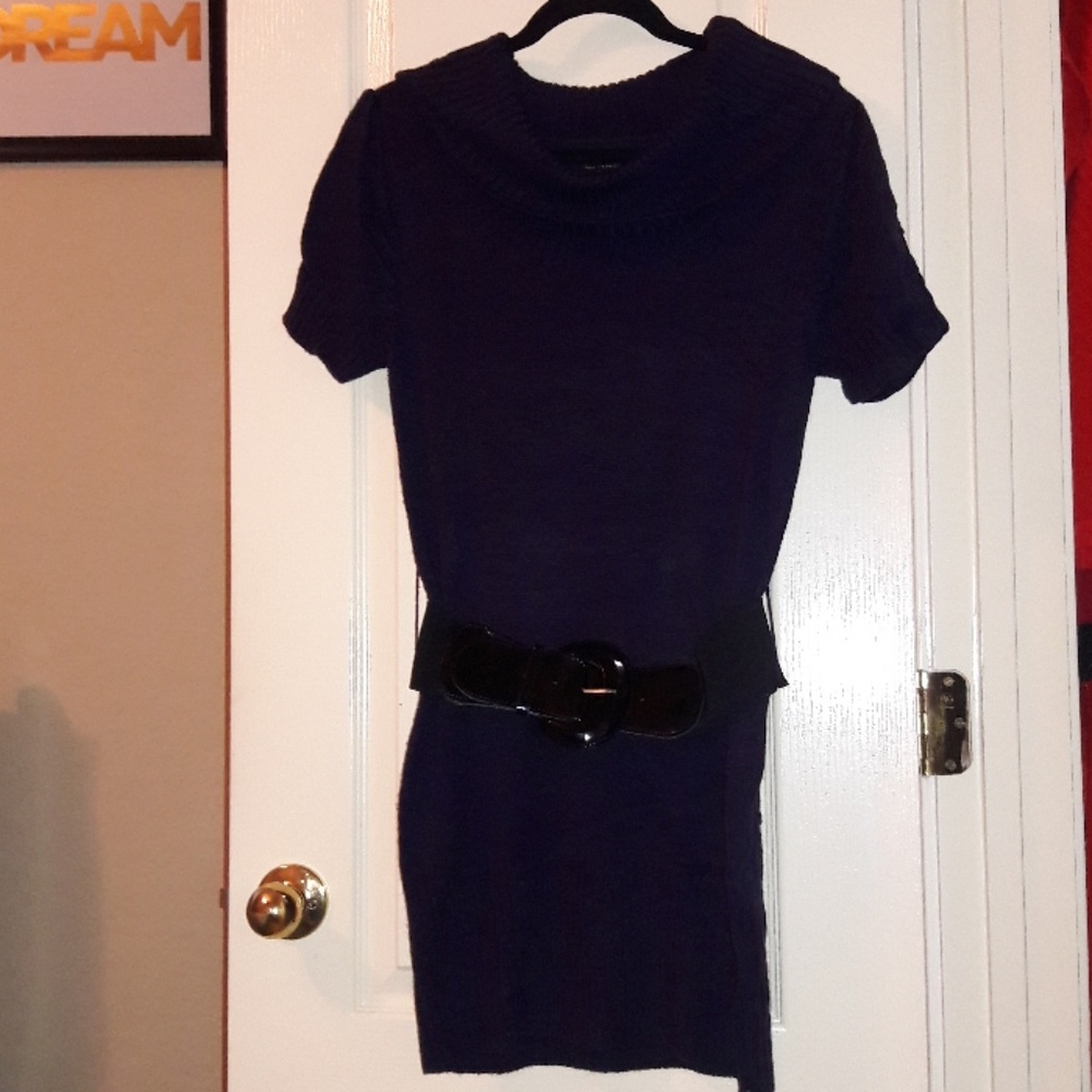 Eggplant Short Sleeve Belted Tunic
